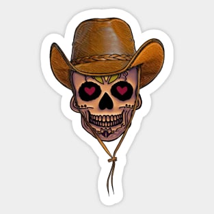 Cowboy Hat Halloween Skull Sticker